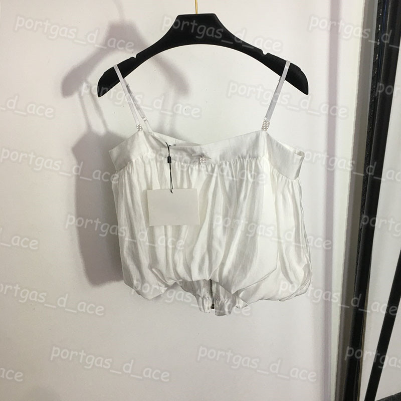 

Luxury Women T Shirt Sexy Cropped Sling Tops White Black Summer Street Style Camis Tops, White with label #20232711