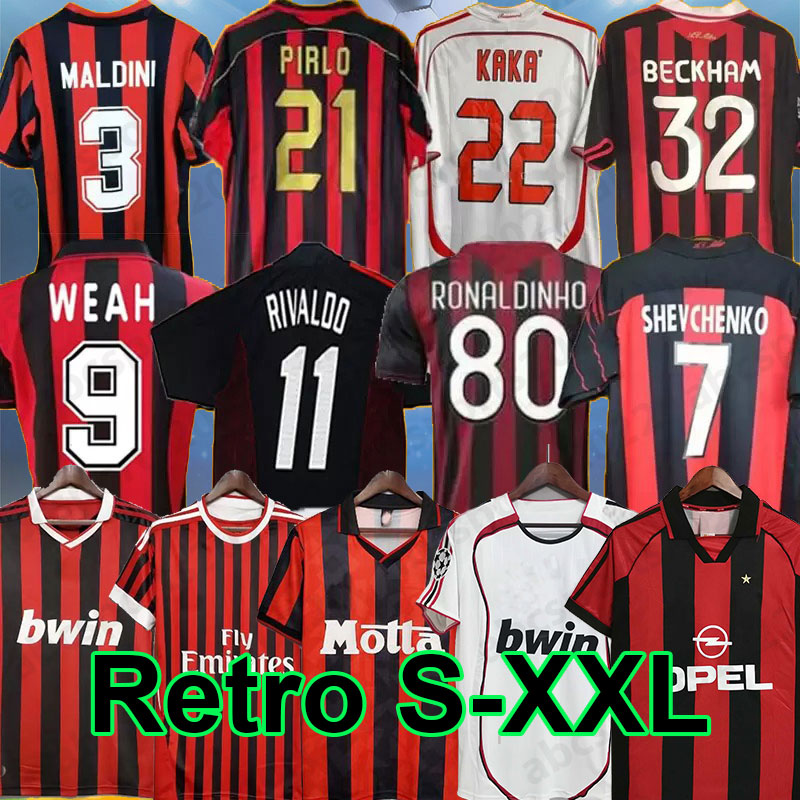 Retro shirts 96 97 99 Gullit SOCCER JERSEYS 02 03 04 05 06 Vintage MILANs Maldini Van Basten football RONALDO KAKA Inzaghi aC 06 07 09 10 11 12 R-image-865813968