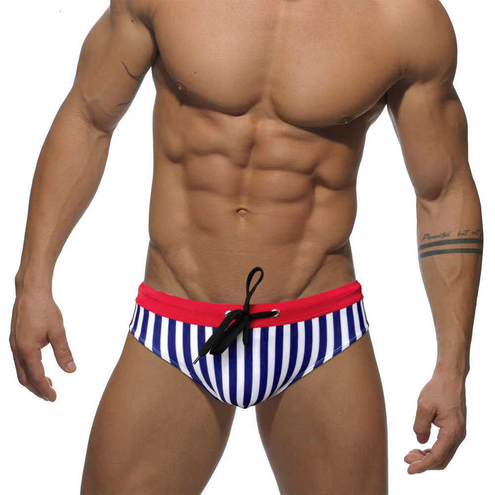 Men&#039;s Clothing Jessborn Striped Swimming Pants Beach Leisure Sports Tight Triangle Sexy Fashion Swimwear-image-865797319