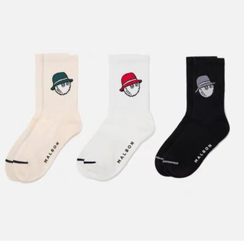 

Korea Gold Malbon Embroidery High-quality Cotton Thread Mid High Sock for Men Women Unisex Popular Accessories