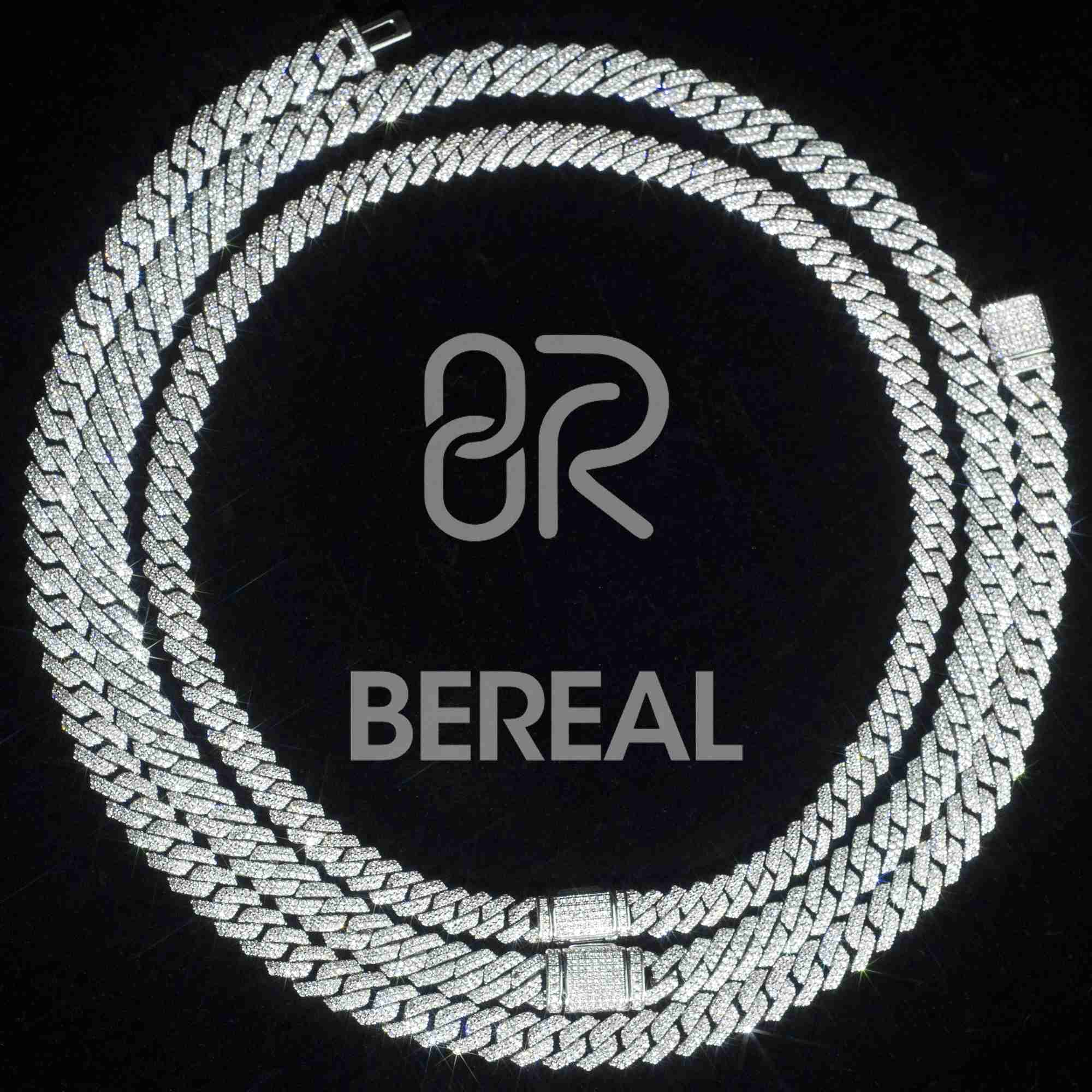 

Custom Pass Diamond Tester Hip Hop 925 Iced Out Cuban Chain Necklace 8mm 10mm 12mm Vvs Moissanite Cuban Link Chain Necklace