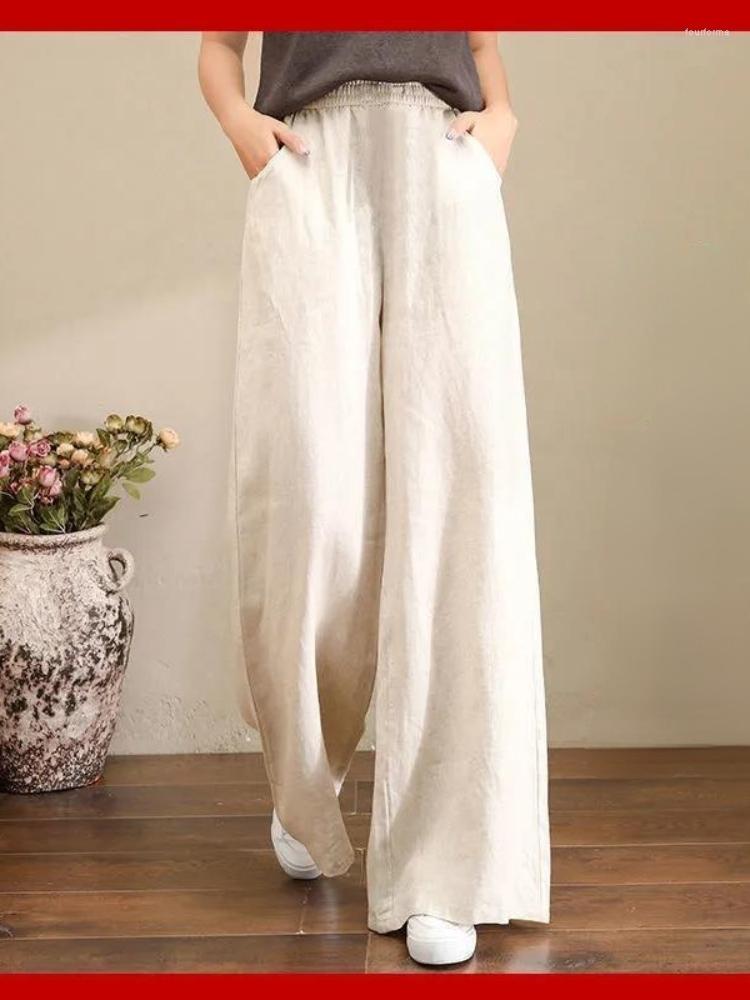 

Women' Pants Woman Linen Women' Drawstring Oversize Wide-leg Streetwear Women Sweatpants Clothing Joggers Korean, Gn