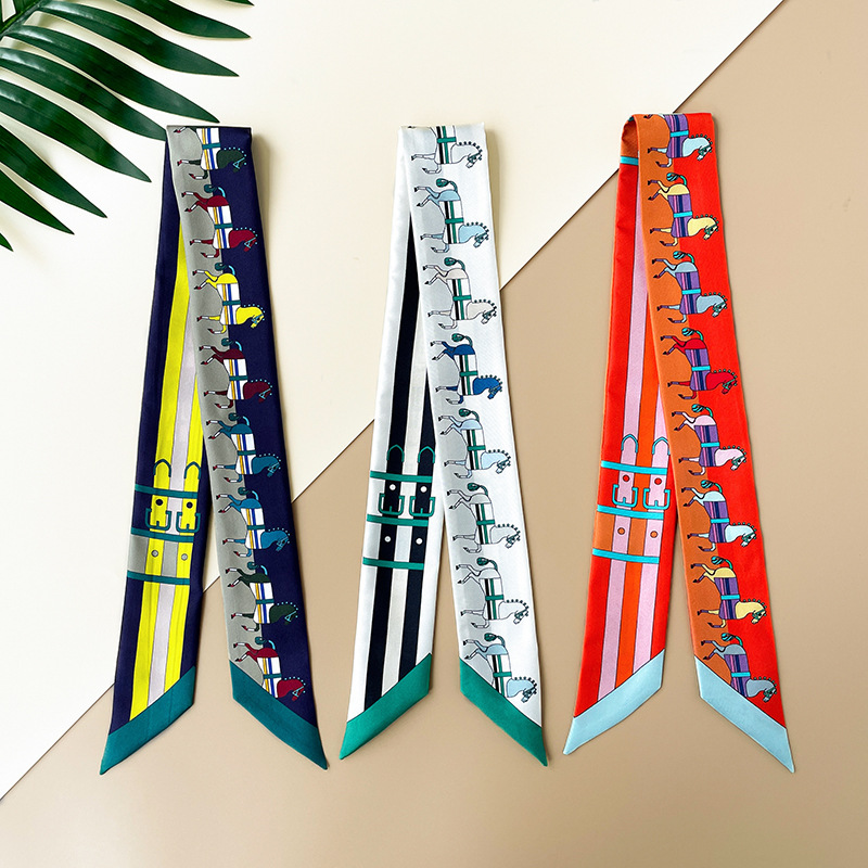 100% Soie 23 Couleurs Haute Qualité et Haut de GammeH Haute Qualité 18 M Foulard en Soie Petit Foulard Long en Soie Tout-Match Sac Décoratif Ruba