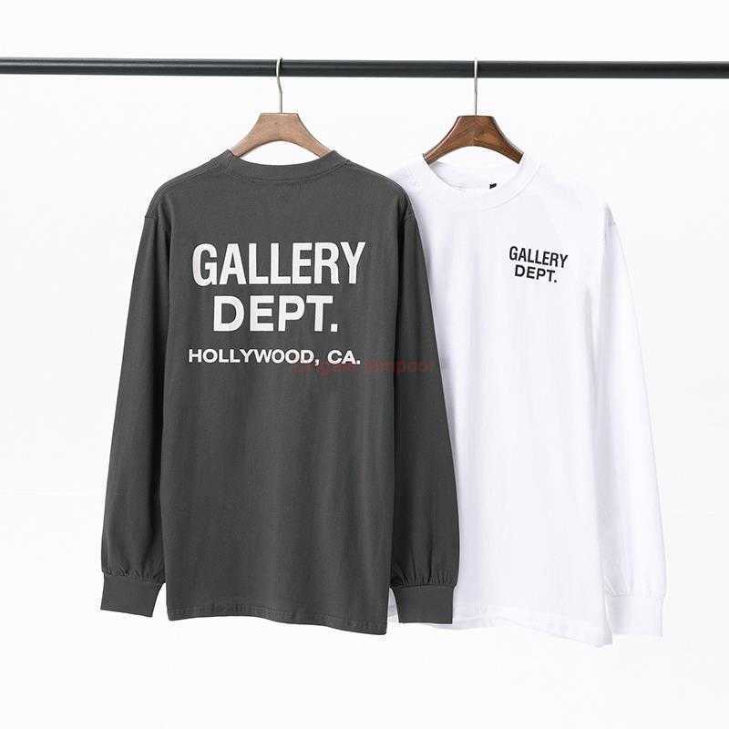 

Designer Fashion Clothing Galleries Tees Tshirt Galleryes Gary Depts Lettered Slogan Printed Trendy Brand Mens Womens Cotton Loose Long Sleeve Fog High Street Tshi, White