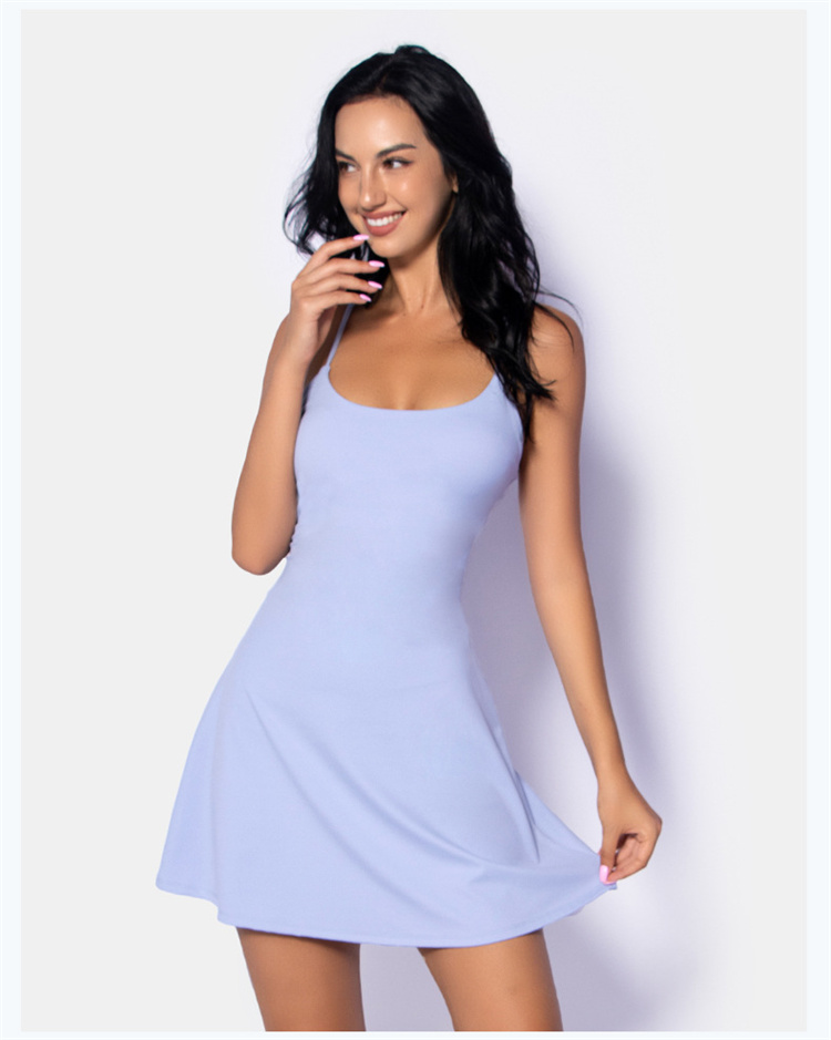 

ll Womens Tennis Dress Align Yoga Outfit Exercise Chest Pad Inside Dresses Golf Gym Slip Fitness Women Tennis Dress 7105, Blue