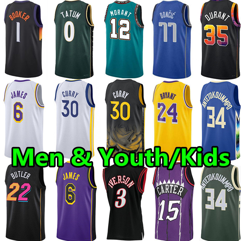 

Men Youth kids Basketball Jerseys Stephen Curry James Devin Booker Kevin Durant Jayson Tatum Ja Morant Giannis Antetokounmpo Bryant Luka City adult children jersey, Colour 7