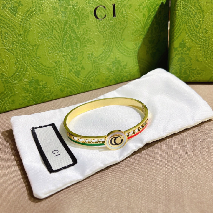 

Womens Gold Single Bracelet Brand Logo Bangle Bracelet Women Love Monogram Bracelet Designer Gift Jewelry Bracelet Couple Family stainless steel Bangle With Box