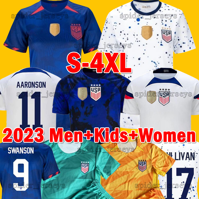 

XXXL 4XL PULISIC MCKENNIE Soccer Jerseys 4 stars 2023 2024 MORGAN UNITED STATES USAS Uniforms RAPINOE REYNA WEAH MORGAN 22 23 Player version Men Women Kid kit Football, 2023 gk kits