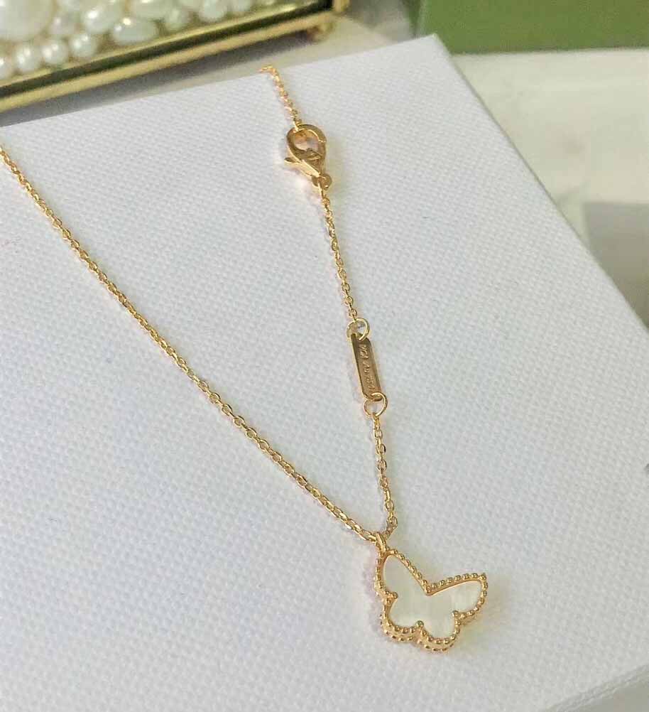 2026 Luxury quality S925 silver material charm butterfly shape pendant necklace with flower design and nautre shell stud earring have box stamp PS50