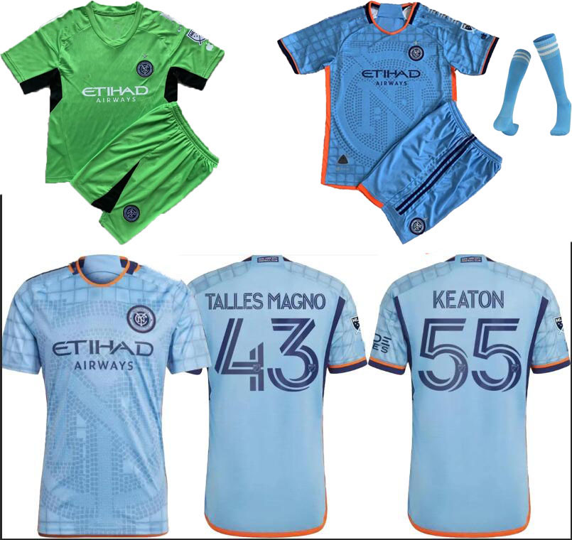 

23/24 New York City FC soccer jerseys kids adult kit home away NYCFC THIAGO MORALEZ Talles Magno Keaton football shirts, Blue