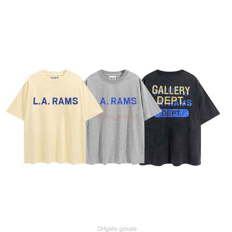

Designer Fashion Clothing Tees Tshirt Correct Version of Galleryes Depts Lettering with Gold Stamping Printing Versatile for Men Women Highquality Washed Worn Tsh, Dark gray