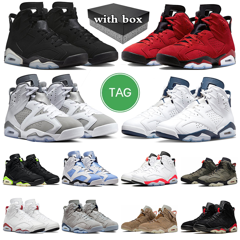 

with box 6 6s men basketball shoes Black Metallic Silver Toro Bravo Electric Green Infrared Carmine UNC Red Oreo Gatorade Olive mens trainers sports sneakers, #5