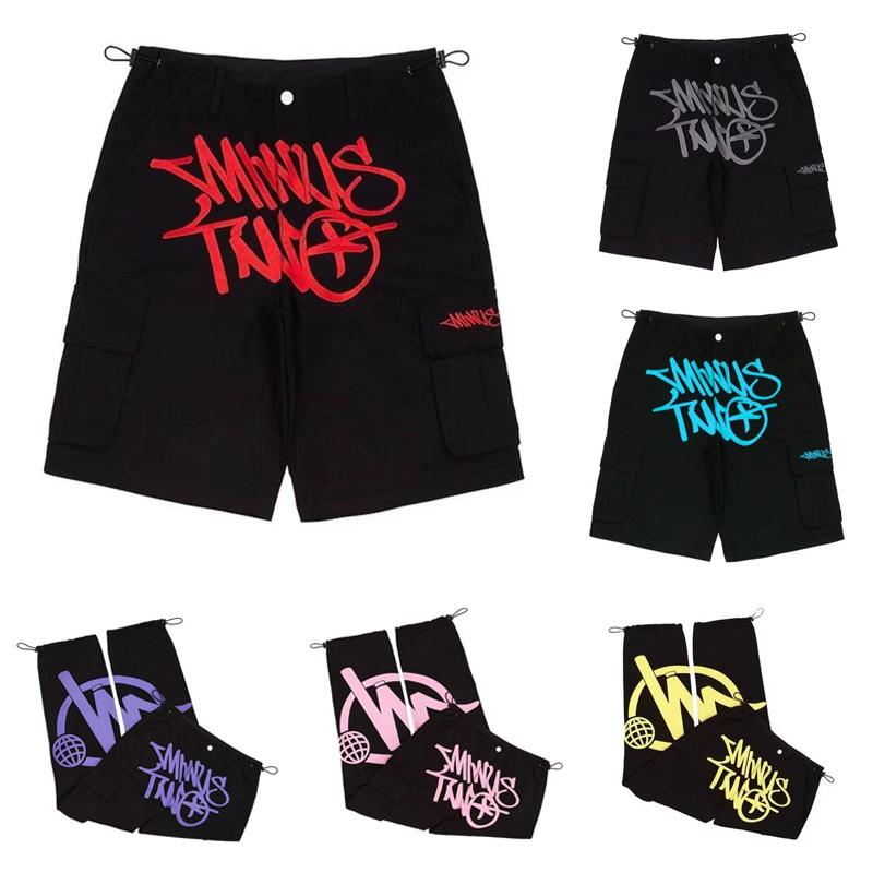 

minus two cargos men's oversized shorts retro 5 point shorts wide leg street hip-hop loose straight pants women's y2k celebrity couple sports shorts, 3665