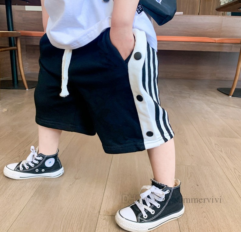 

Summer kids cartoon monkey printed shorts boys vertical stripe loose half pants fashion children sports casual short pants Z2110, As showed