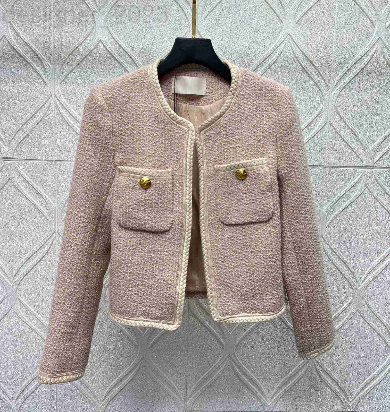 Women's Jackets luxuriousl rand jacket 2023 New Women Autumn Winter Fashion Jacket top-grade Metal uckle Tweed Casual Spring coat Cardigan irth
