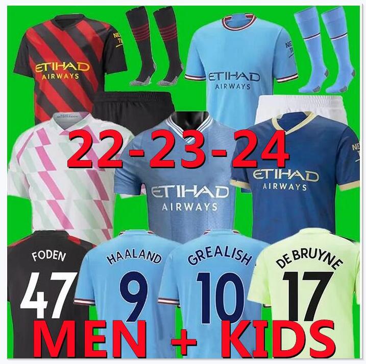 

Manchesters HAALAND ALVAREZ soccer jerseys 22 23 24 DE BRUYNE MANS CITIES GREALISH BERNARDO MAHREZ RODRIGO foden 2023 2024 football shirt uniforms men kids kit