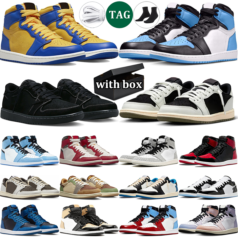 

With Box 1 Low Basketball Shoes 1s Reverse Laney men women Lost And Found University Blue Pine Green Skyline UNC Toe mens sports sneakers