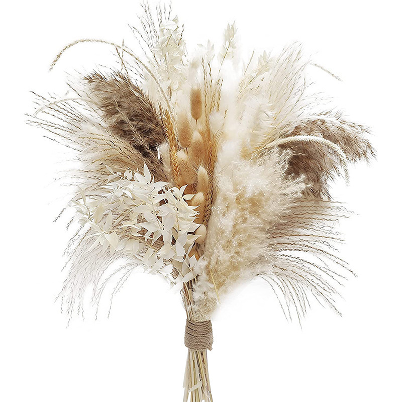 

Decorative Flowers Wreaths 80pcs Dry Pampas Grass Bouquet Boho Decor Fluffy Artificial Pampas Christmas Decoration Flower Arrangement Wedding Home Decor 230515, 80pcs a no vase