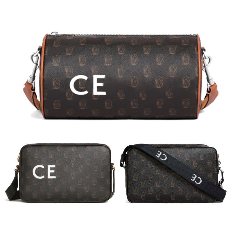 

Luxury tote handbag Mens messenger bag Womens Designer TRIOMPHE CANVAS leather envelope bags woman CABAS cylinder crossbody clutch outdoor Shoulder strap belt bag, Mon0gram black-nylon shoulder strap