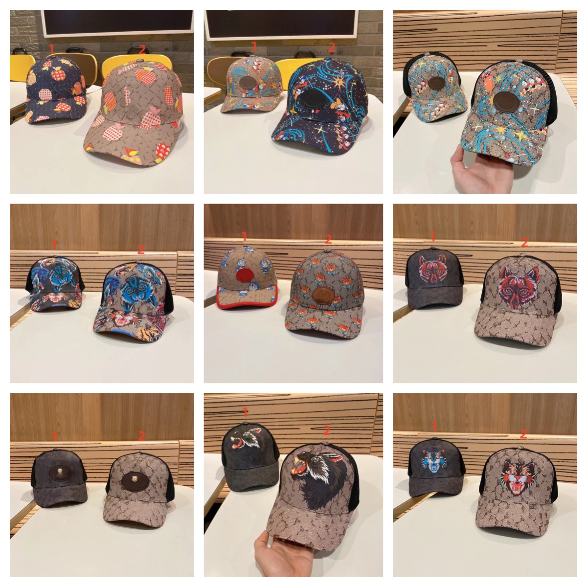 

Ball Caps Animal Shape Embroidered Baseball Cap Tiger Duck Snake Flower Hats Fashion Brand Hat Breathable Men Women Summer Mesh Casquette