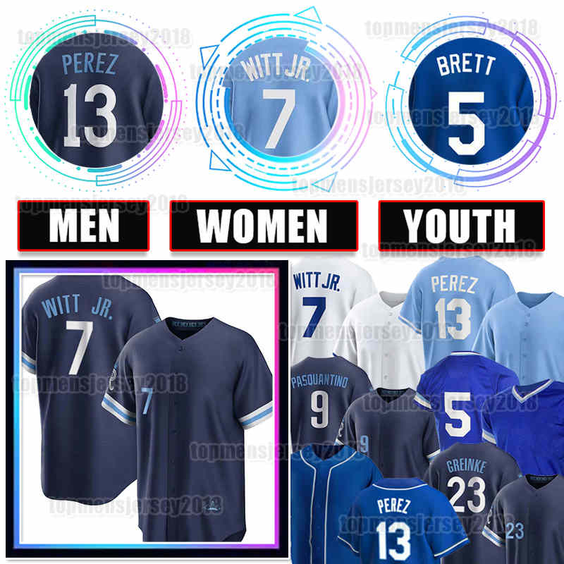 

7 Bobby Witt Jr. Baseball Jersey 5 George Brett Bo Jackson Salvador Perez Royals Vinnie Pasquantino Brady Singer Hunter Dozier Nicky Lopez Zack Greinke Jackie Bradley, Men new jersey(h j)