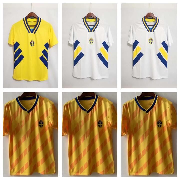 

RETRO 1988 1994 Sweden soccer jerseys 94 DAHLIN BROLIN LARSSON INGESSON Classic Vintage football shirts calcio IBRAHIMOVIC 10 BERG SVENSSON 20