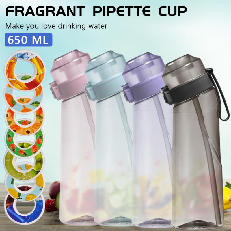 

650/500ml Fitness Sports Fragrance Plastic Air Up Water Bottles With Straw Air Scent Fruit Flavour Up For Outdoor Sports Hiking, Customize