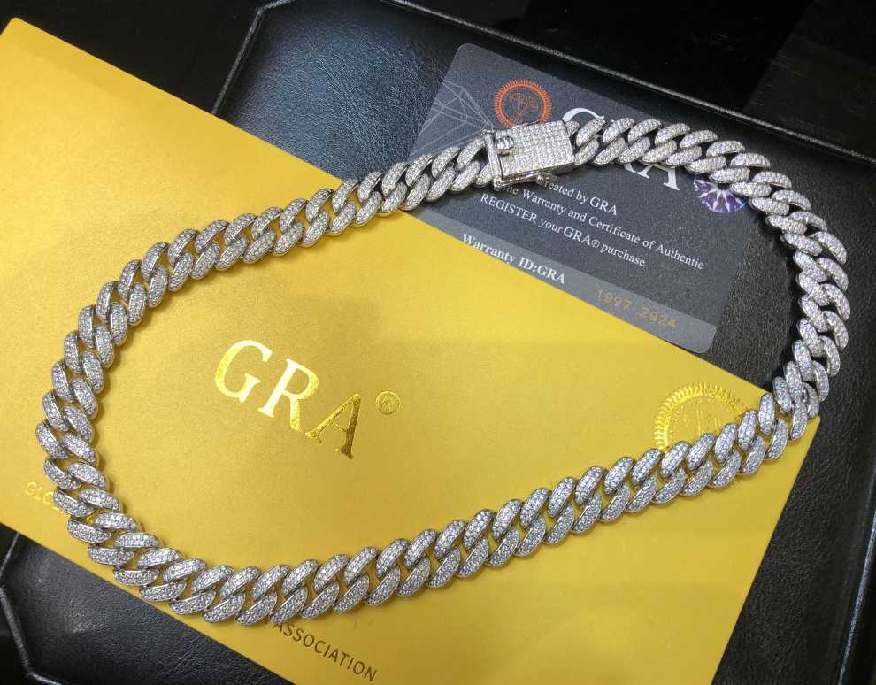 

Jwy Hip Hop Moissanite Jewelry 12mm 925 Sterling Silver Cuban Link Chain Necklaces Pass Diamond Tester Silver Chain for Men