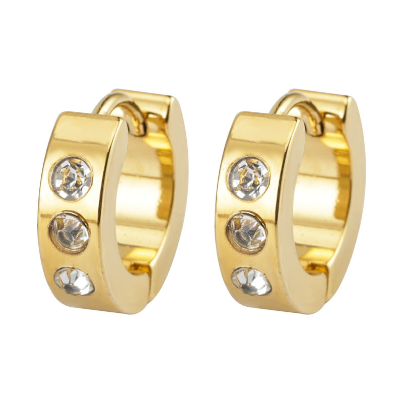 Titanium steel 18K gold love earrings with diamond for mens and womens exquisite simple fashion women&#039;s earrings for lovers couple gift jewe-image-865782602