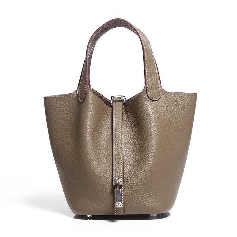 

Authentic Totes Picotin Women's Luxury Bags h Family Leather Vegetable Basket Children Tc Top Layer Cow Leather Bucket Bag Senior Portable Women's Bag, Denim blue-14cm