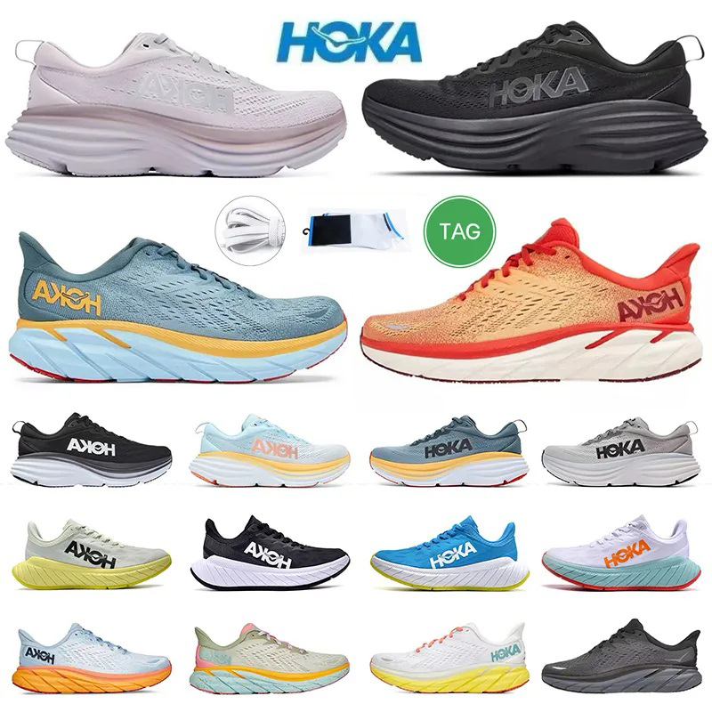 

2023 New HOKA ONE ONE running shoes Bondi Clifton 8 Carbon x 2 mens sneakers triple black white Amber Yellow summer song Nimbus men women designer trainers 36-45, Color#36