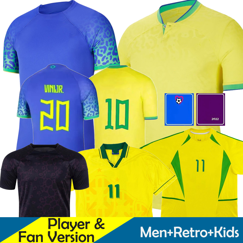 

2023 Brazils Soccer Jerseys Retro Kids Kit VINI JR. Camisa Futebol 1994 2023 RONALDO RONALDINHO Goalkeeper Women Long Sleeve Player Version Football Shirts World Cup, Home