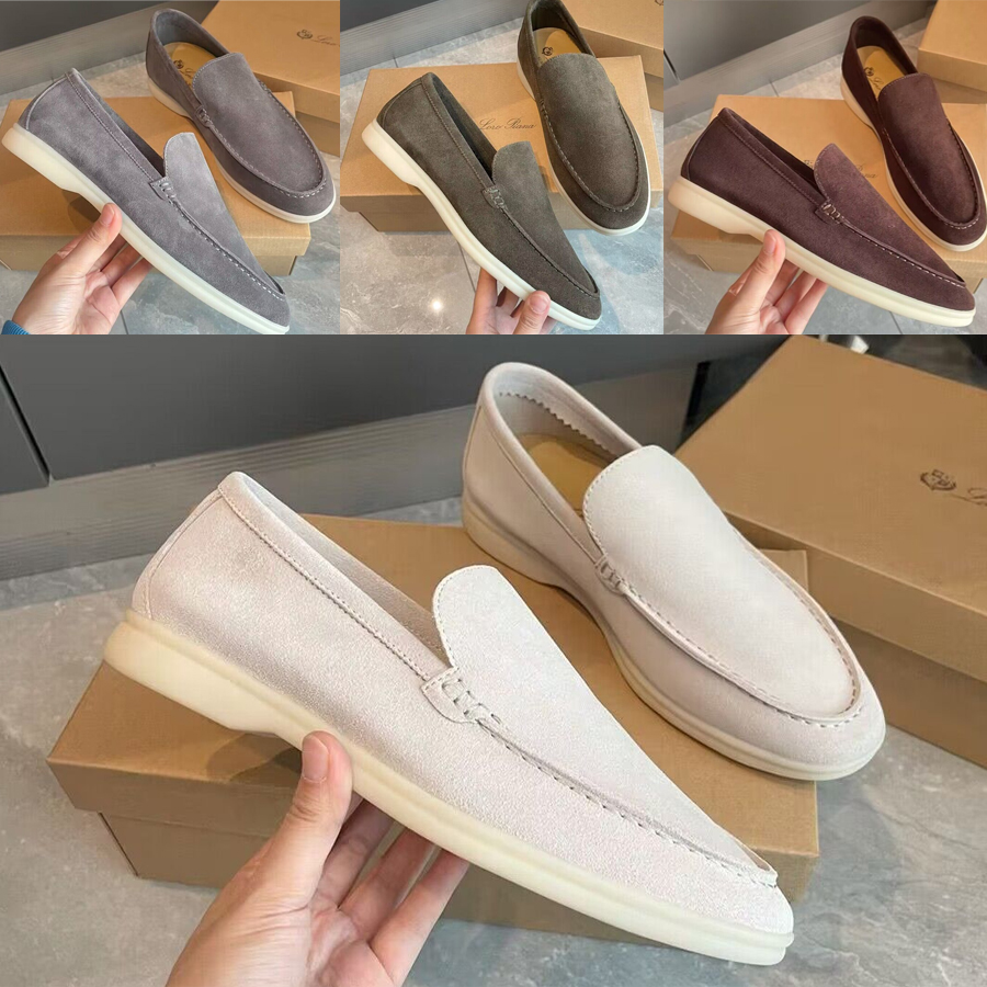 

shoes Men's Top casual LP loafers flat low top suede Cow leather oxfords Loro Piana Moccasins summer walk comfort loafer slip on loafer rubber sole flats EU38-45 T1