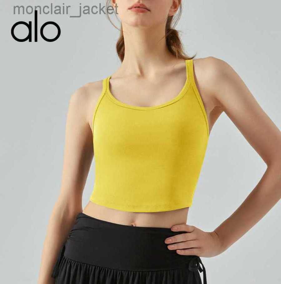 

Desginer Yoga Tops Sports Bra Breathable One Piece Chest Cushion Hanger Strap Racerback Tank Top Tight Bra Top 23SSA, Green beer pear
