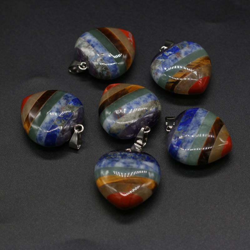 

Pendant Necklaces Wholesale Natural Stone Peach Heart Shaped Striped Reiki Healing Gem Making DIY Necklace Earrings Jewelry GiftPendant