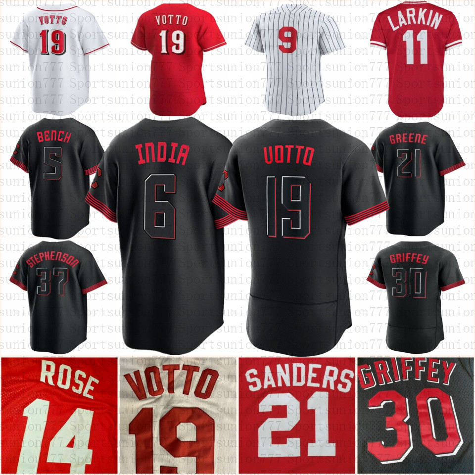 

19 Joey Votto Jonathan India Baseball Jerseys Ken Griffey Hunter Greene Johnny Bench Tyler Stephenson Jake Fraley Kevin Newman Spencer Steer Jose Barrero Senzel, Women