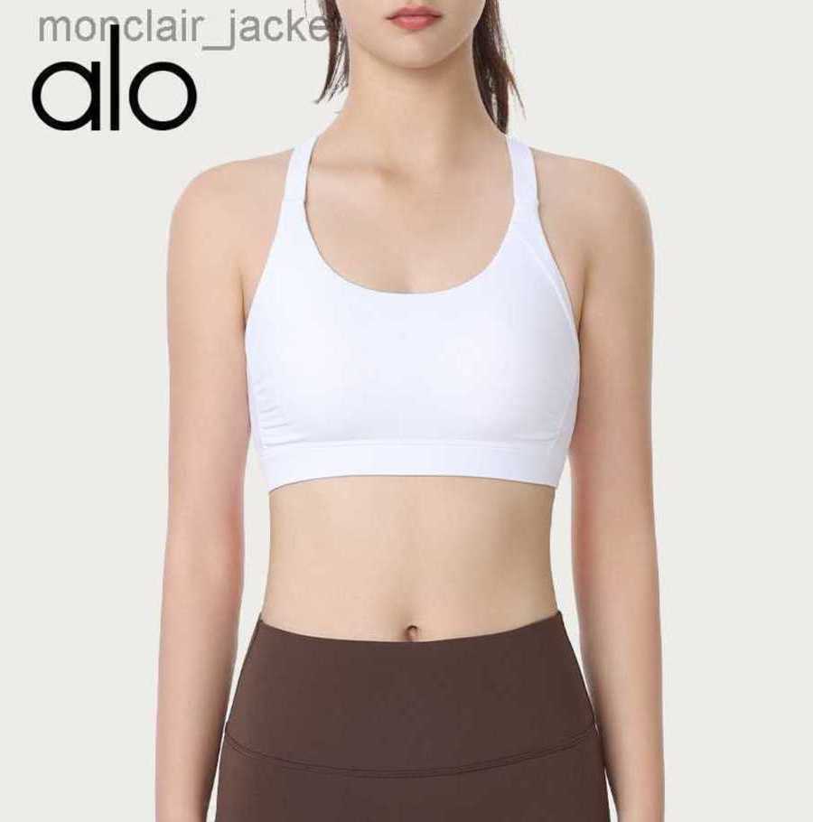 

Desginer Yoga Tops Bra Women Gather Shock Absorbing Fitness Bra Slim Fold Cross Back Sports Bra Women 23SSA, Black