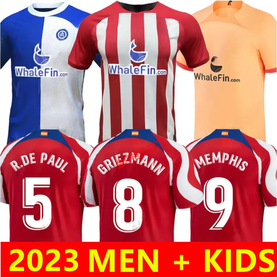 

23 24 FELIX 120th Atletico MadridS soccer jerseys 2023 2024 MORATA M. LLORENTE Correa MEMPHIS camiseta football shirt men tops tee shirts kids kit R. DE PAUL 666, Grey