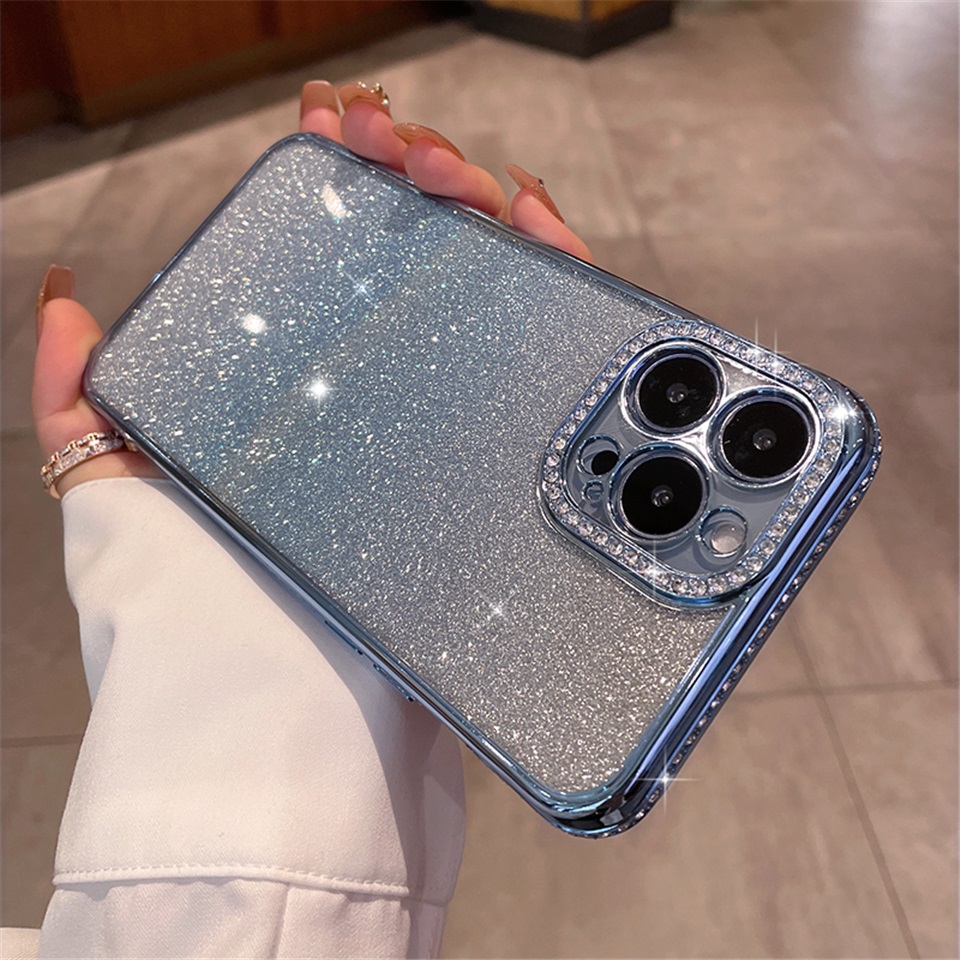 

for iPhone 14 Pro 13 12 11 Pro Max X Xs Max Xr 7 8 14 Plus Plating Glitter Soft TPU Girl's Cover