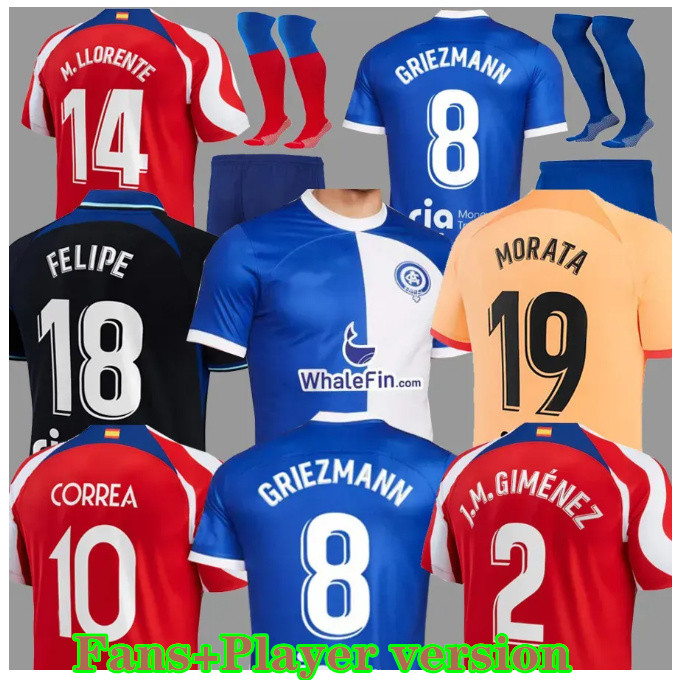 

23 24 Griezmann soccer jerseys 120th JOAO FELIX ATLETICO MADRID 2023 2024 M. LLORENTE KOKE CORREA CARRASCO R. DE PAUL camiseta football shirts Commemorative S 4XL, Kids