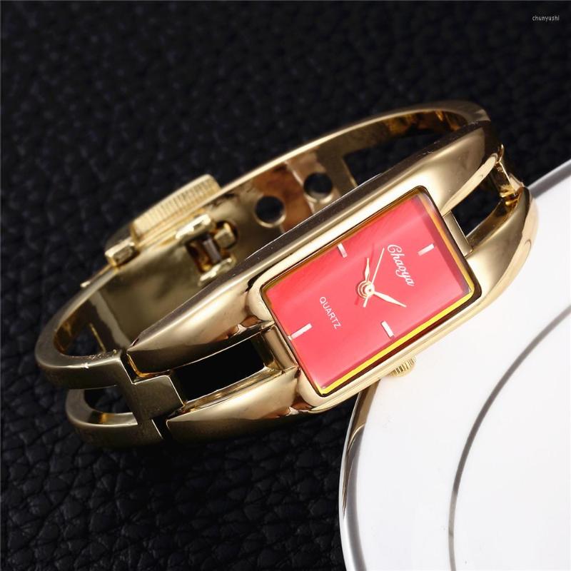 

Wristwatches Luxury Gold Metal Women Watches Fashion Girl Bracelet Vintage Elegant Stainless Steel Bangle Quartz Female Clock Watch, Black