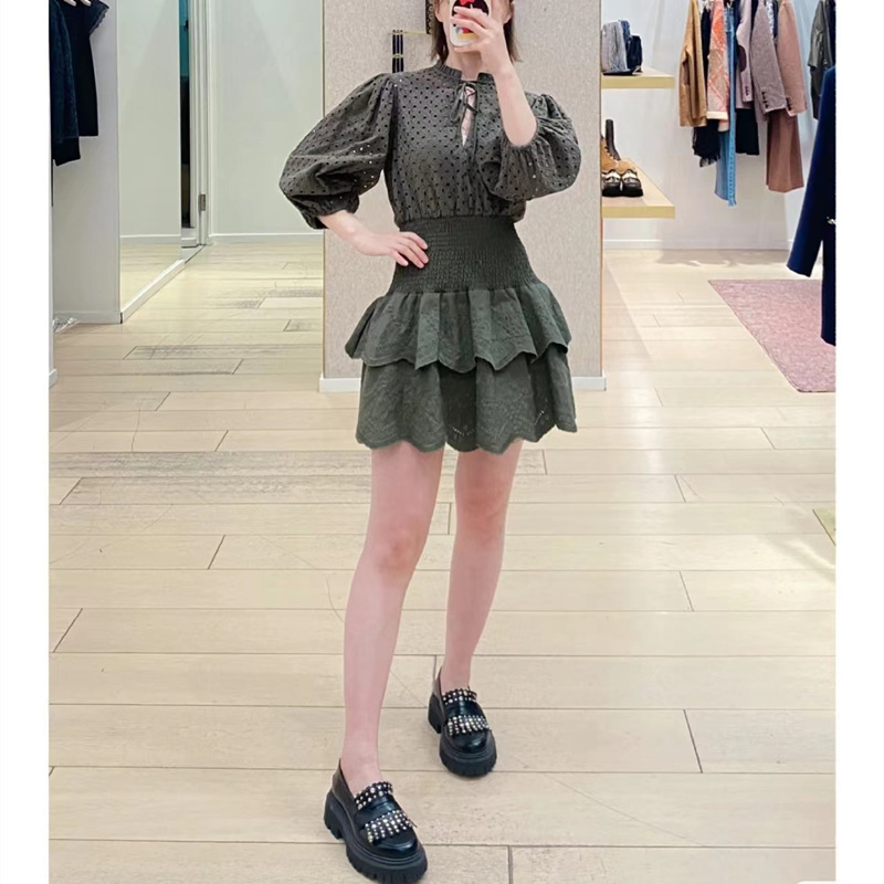Robes décontractées M-aje Mini robe à manches bouffantes Robe à volants pour femme