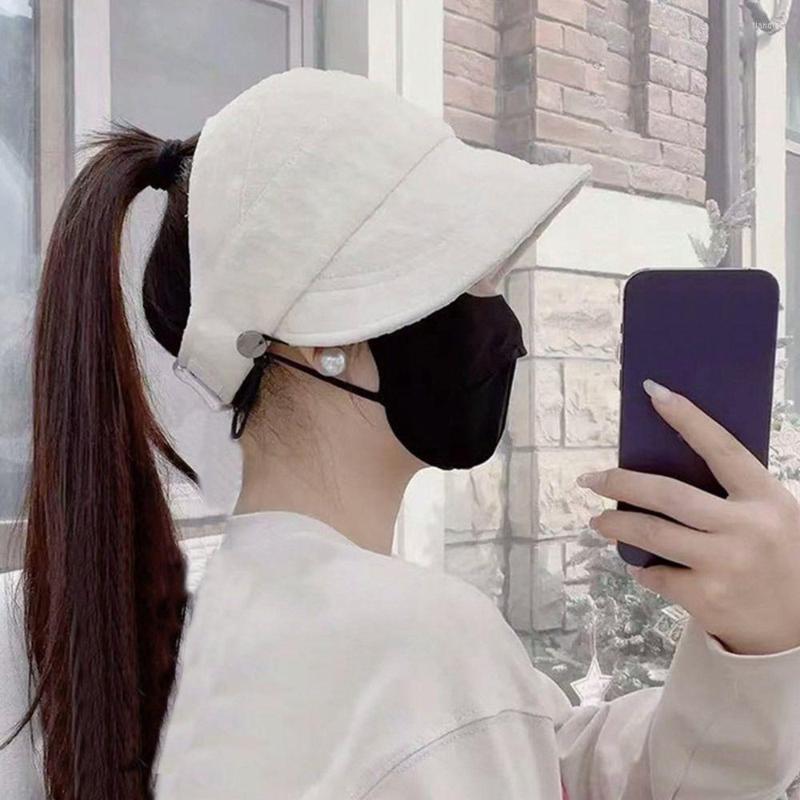 

Wide Brim Hats Men Women Portable Hang Masks Sun Hat Bucket Fisherman Cap Beach, White-style 1