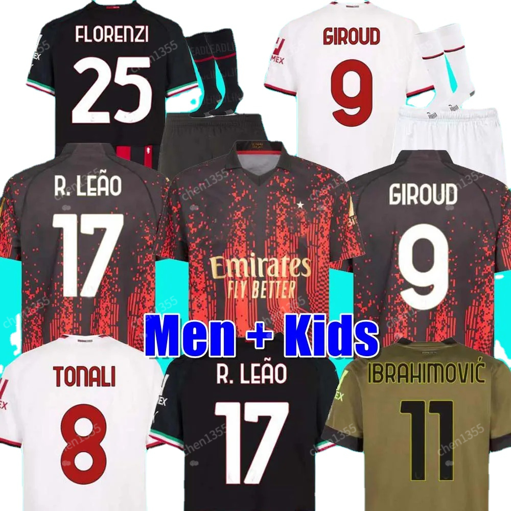 

22 23 IBRAHIMOVIC koche Ac mIlaNs Soccer Jerseys special-edition 4th 2024 2023 GIROUD TONALI THEO R.LEAO ROMAGNOLI BRAHIM GOALKEEPER Men Kids Kits adult full set socks, Adult home patch+serie a