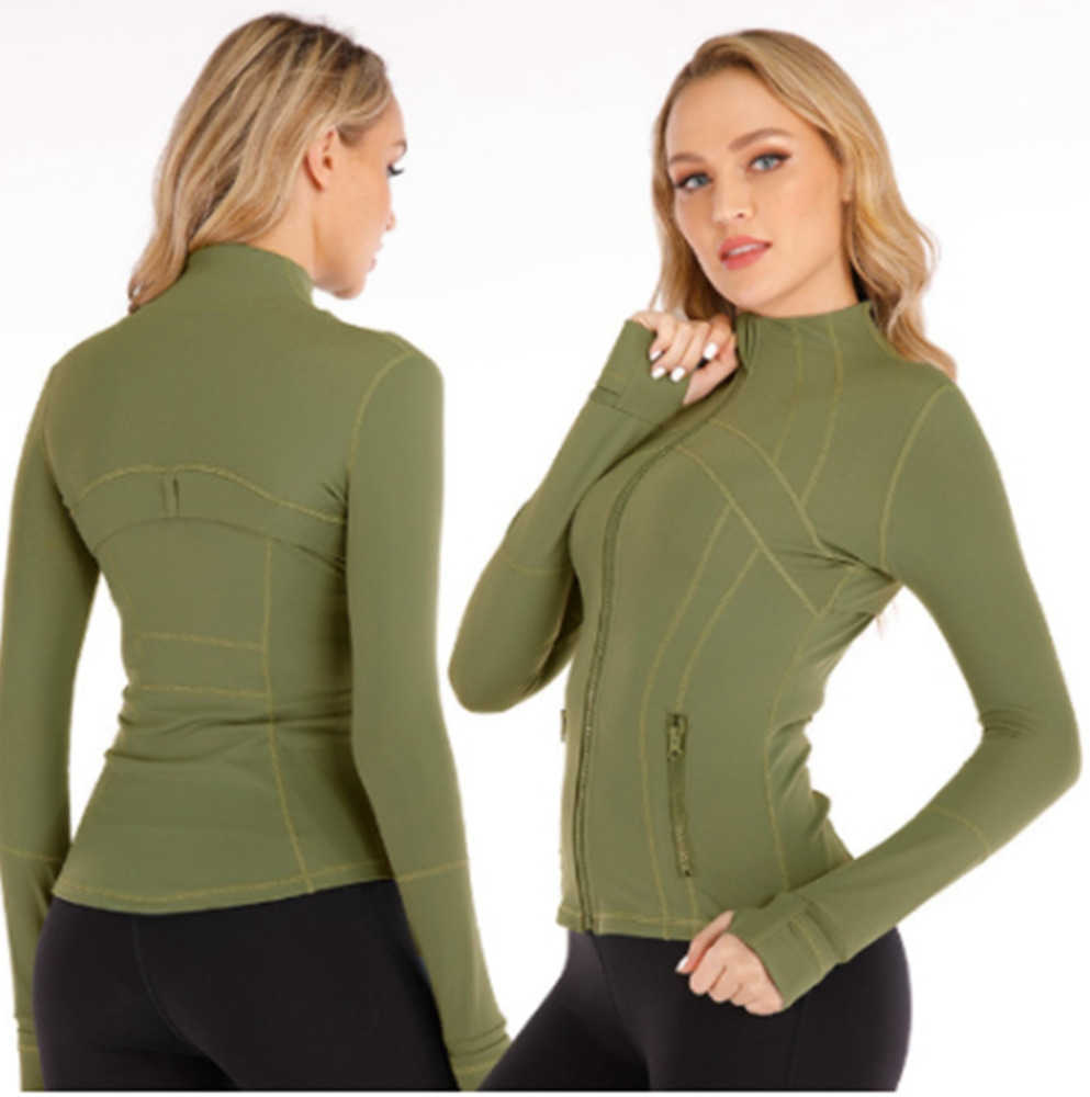 

lululemens Fitness Women Yoga Outfit Sports Jacket Stand-up Collar Half Zipper Long Sleeve Tight Yogas Shirt Gym Thumb Athtic Breathable design 58ess, 0015