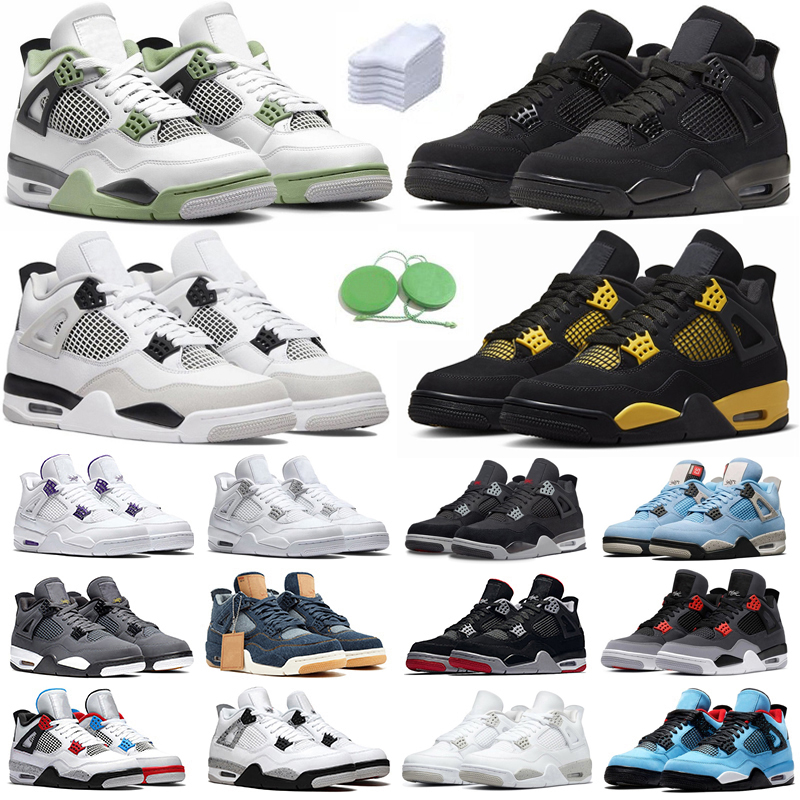 

4 4s Men Women Basketball Shoes Sneaker Pine Green Military Black Cat Seafoam White Oreo Red Thunder Unc Blue Midnight Navy Royalty Bred Mens Trainers Sports Sneakers, Color#30