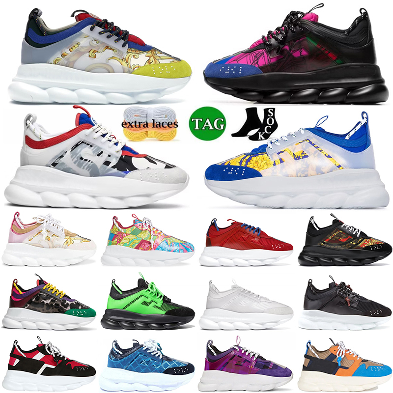 

Chain Reaction designer shoes for men women platform sneakers versaceies Rubber Suede Triple Black White Bluette Gold Red mens casual trainers luxury Plate-forme, A22 flower
