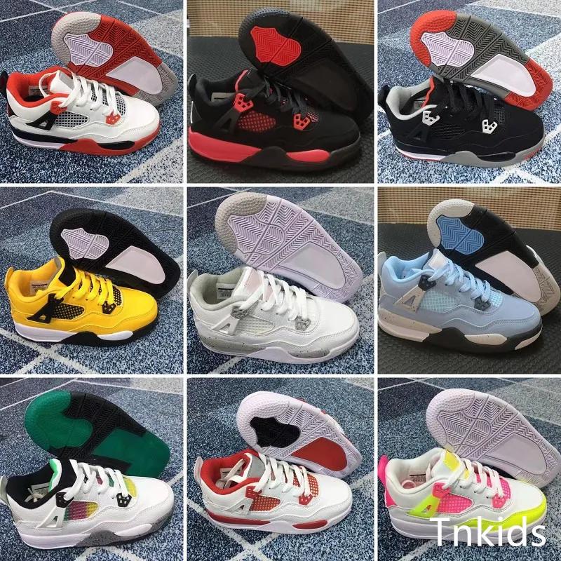 

2022 hot Kids fashion shoes 4s high quality basketball baby sneakers white black red blue Size 28-35, Customize