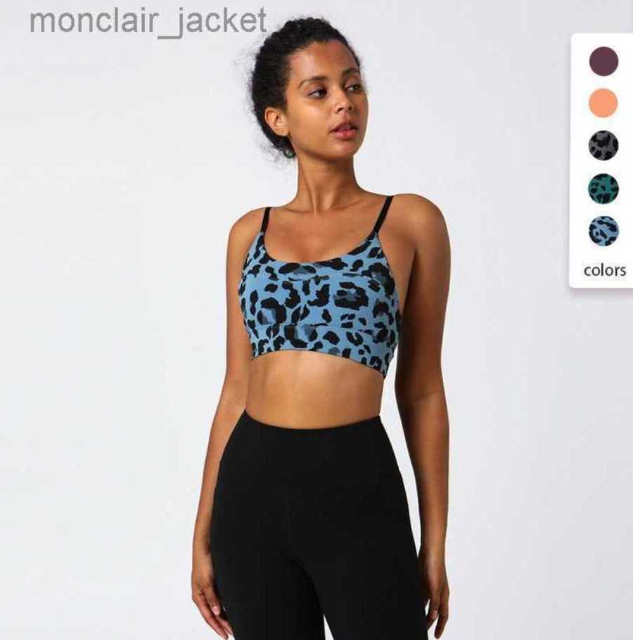 

Desginer Yoga Tops Leopard Print Sports Bra for Women' Shockproof Running Gather Sexy Back Fitness Bra Tank Top 23SSA, Pottery brown