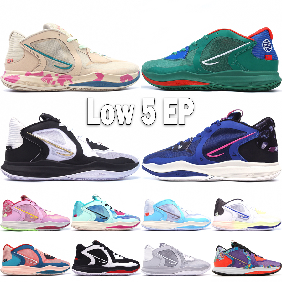 

Top Kyrie Low 5 Men Women Basketball Shoes 5s Sneakers Community White Game Royal South Beach CNY Madder Root Outdoor Chaussures Size 40-46, #06 white game royal